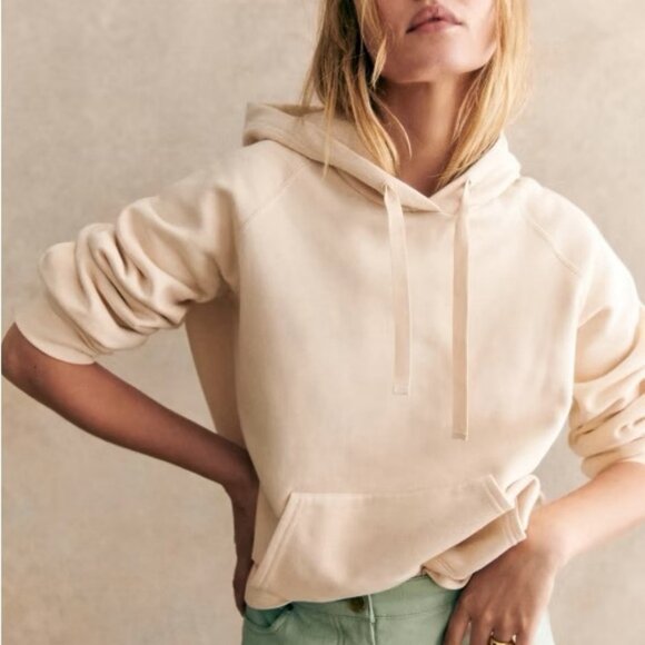 Sezane Lexi Sweatshirt Cream Hoodie Organic Cotton Size Medium French Minimalist - Picture 1 of 16